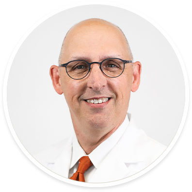 A round portrait of surgical oncologist Declan Fleming, MD.